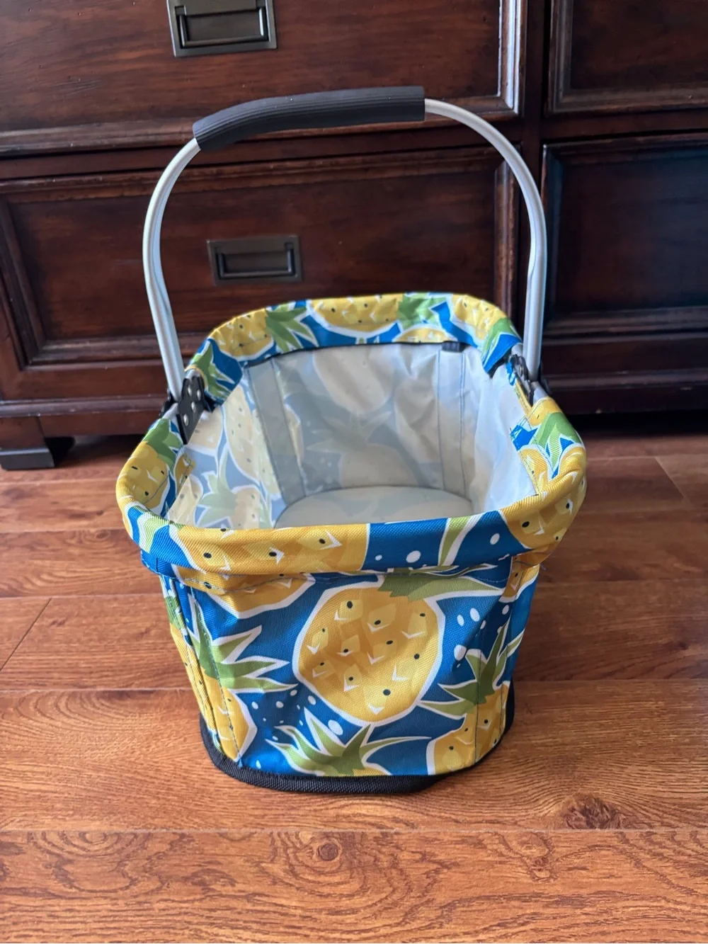 Pineapple Print Foldable Market Basket - Blue & Yellow